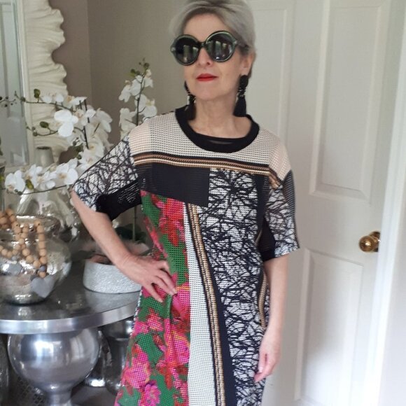 NWOT Clover Canyon floral abstract mesh box dress, XS - Picture 5 of 9